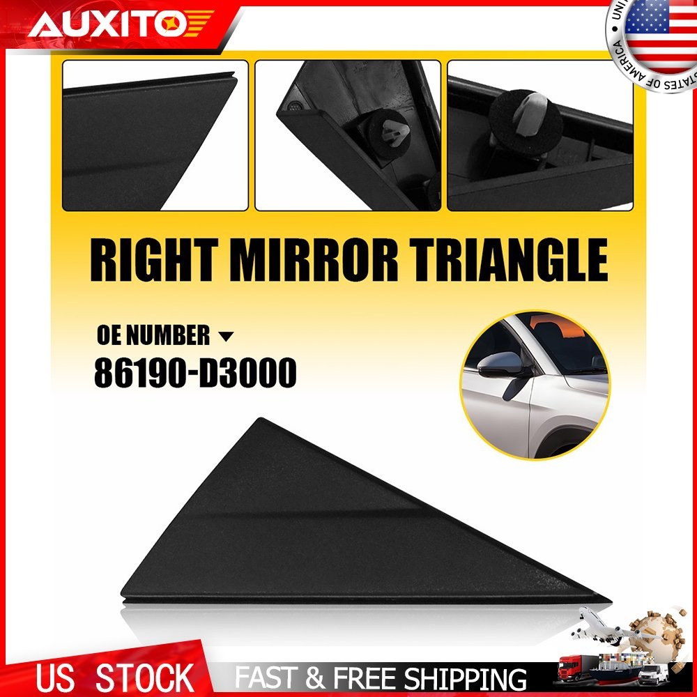 Fit 16-20 Hyundai Tucson Black RH Fender Pillar Trim Mirror Corner Molding ABS