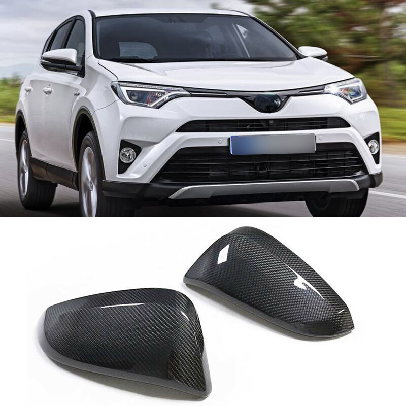 Real Carbon Fiber Rearview Side Mirror Cover For Toyota Hlghlader RAV4 2014-2018