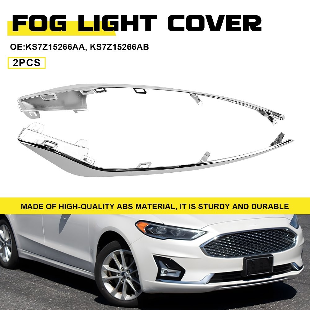 LH RH Front Bumper Fog Light Lamp Strip Trim For 2019 2020 Ford Fusion Chrome 2-