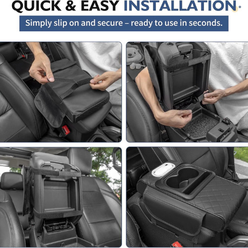 Car Armrest Cushion Center Console Cover with Cup Holder,Tissue Box,Phone Holder