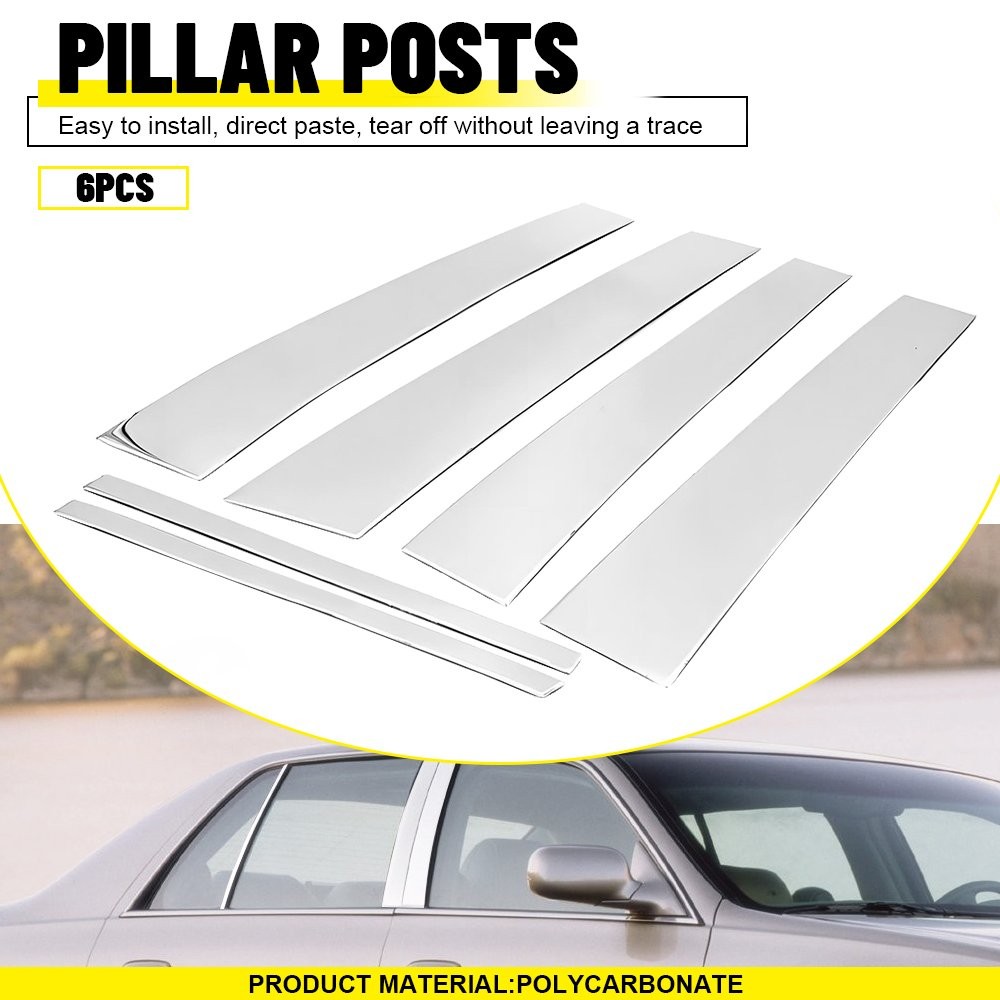 6X For Cadillac Deville/DTS 00-11 Chrome Pillar Posts Cover Door Window Decal EA