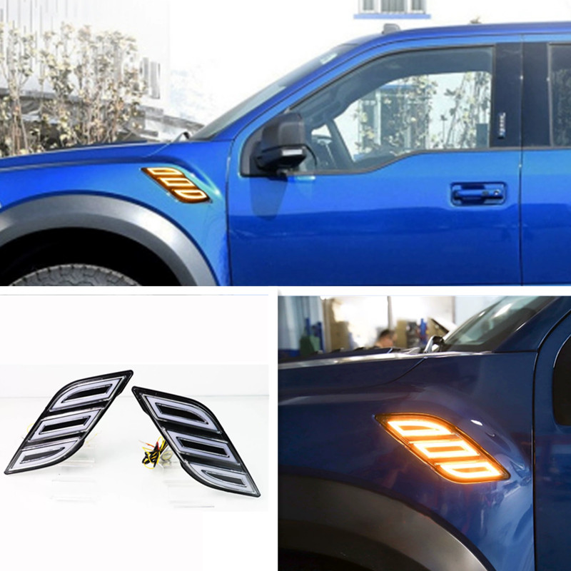 For Ford F150 F-150 RAPTOR 2017-2020 Car body front Side DRL LED Light Sets 2pcs