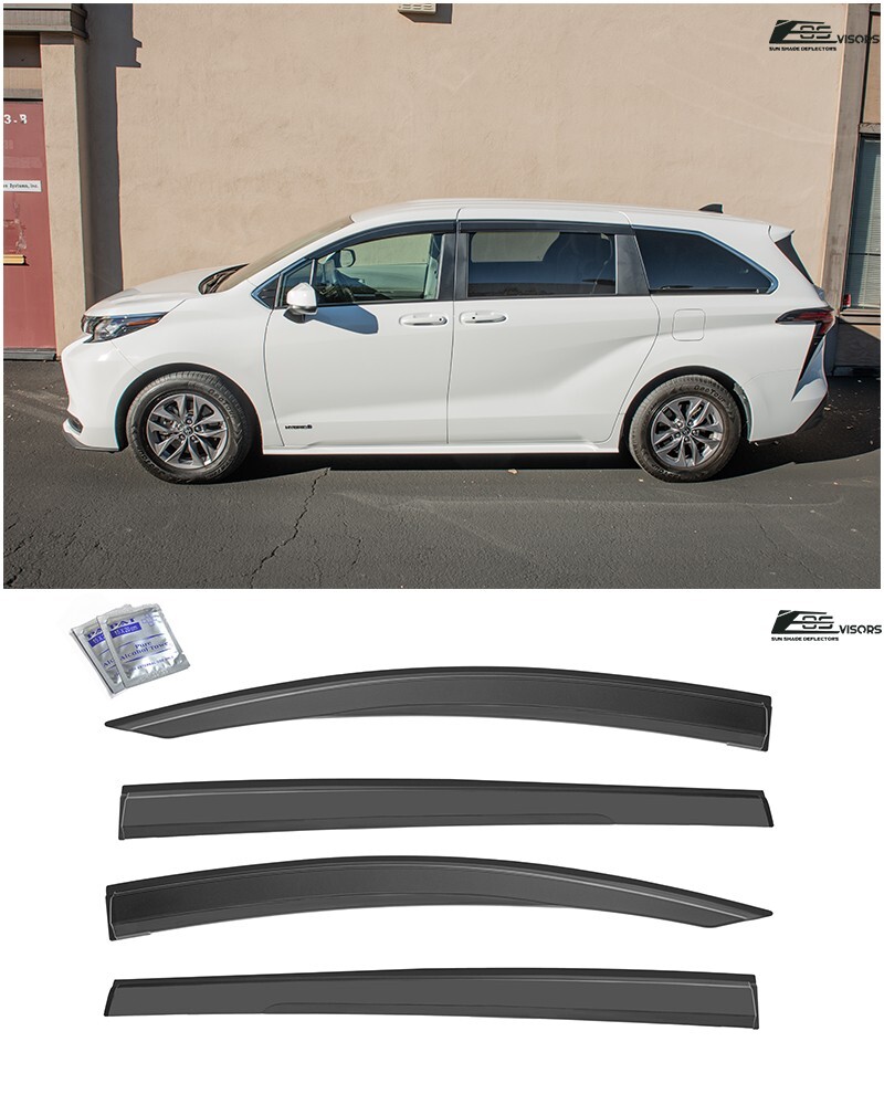 EOS Visors For 21-Up Toyota Sienna JDM Mugen Tape-On Side Window Vent Rain Guard