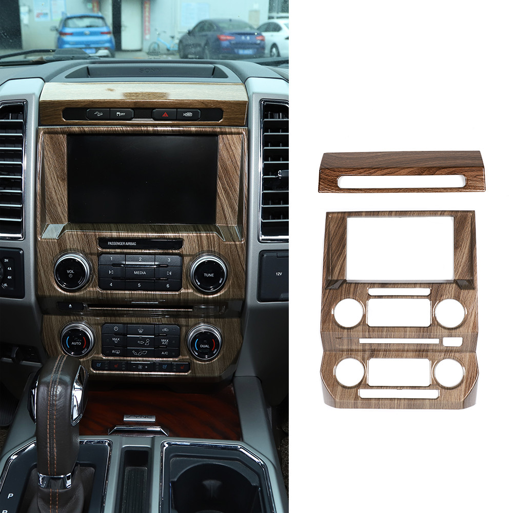 Central Control GPS Navigation Panel Trim Cover For Ford F150 2015-20 Wood Grain