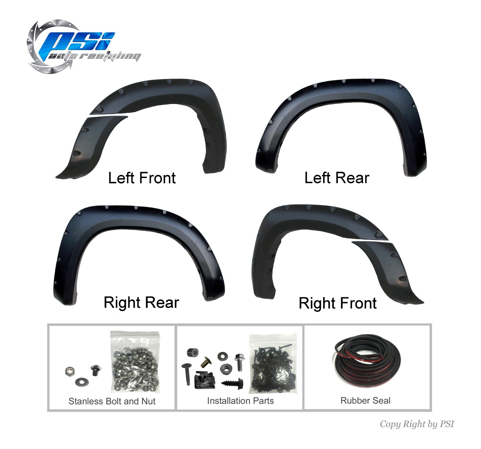Paintable Pocket Bolt Fender Flares Fits Toyota Tacoma 2005-2011 6 Ft Long Bed