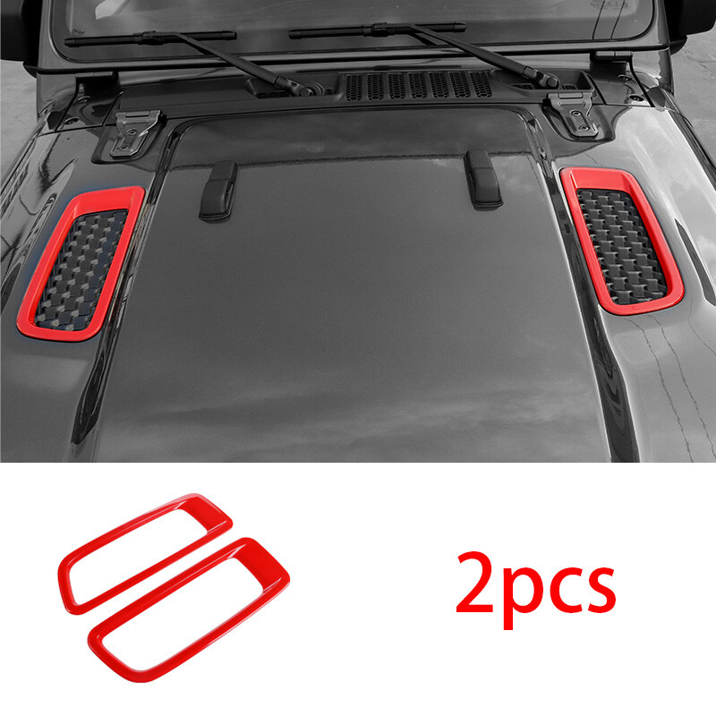 For JEEP Wrangler JL 2018-2020 Red ABS Engine Hood Air Vent Cover Trim 2pcs