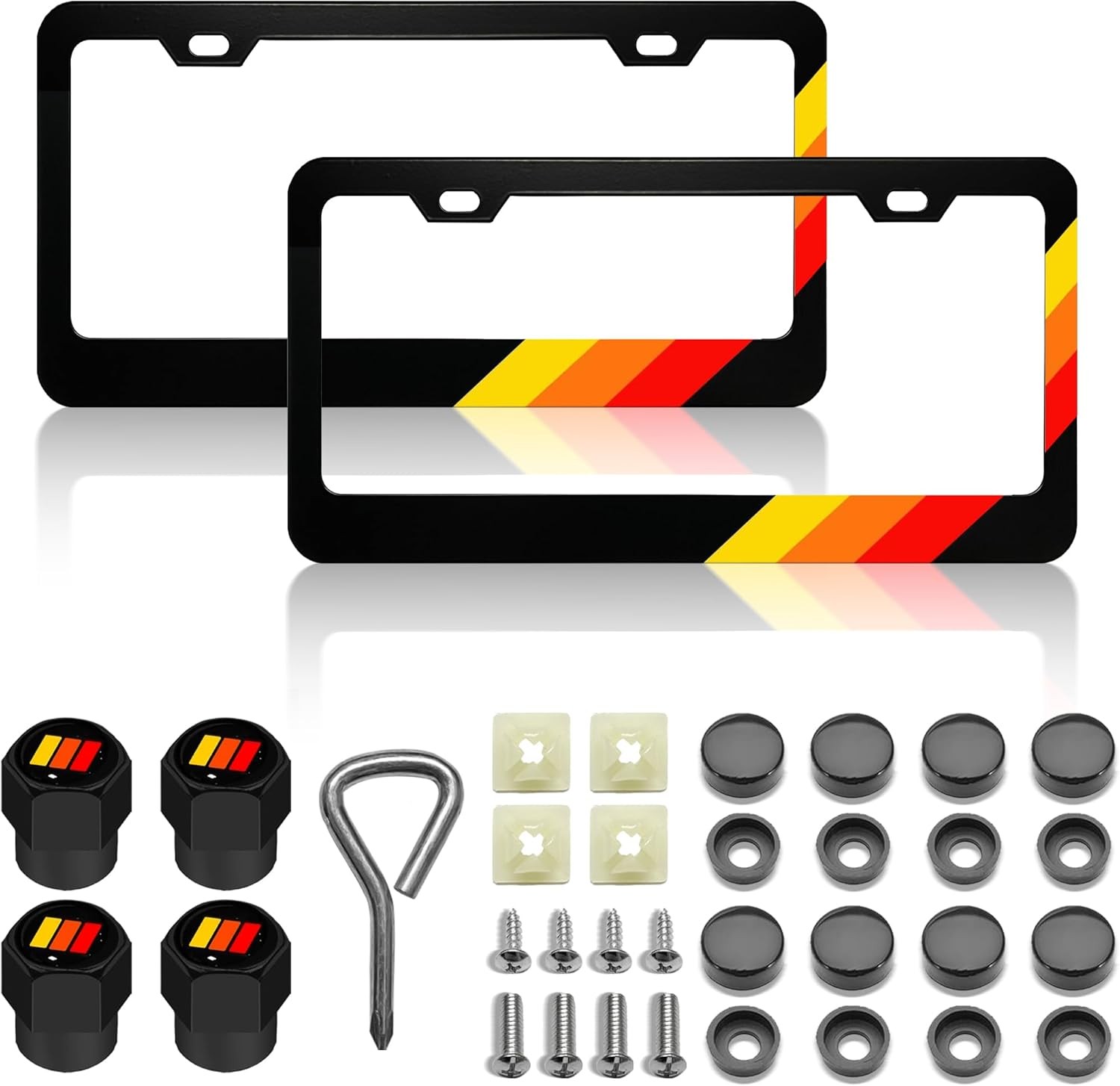 License Plate for Tri-Color 3 Color Yellow Orange Red Premium Black Steel