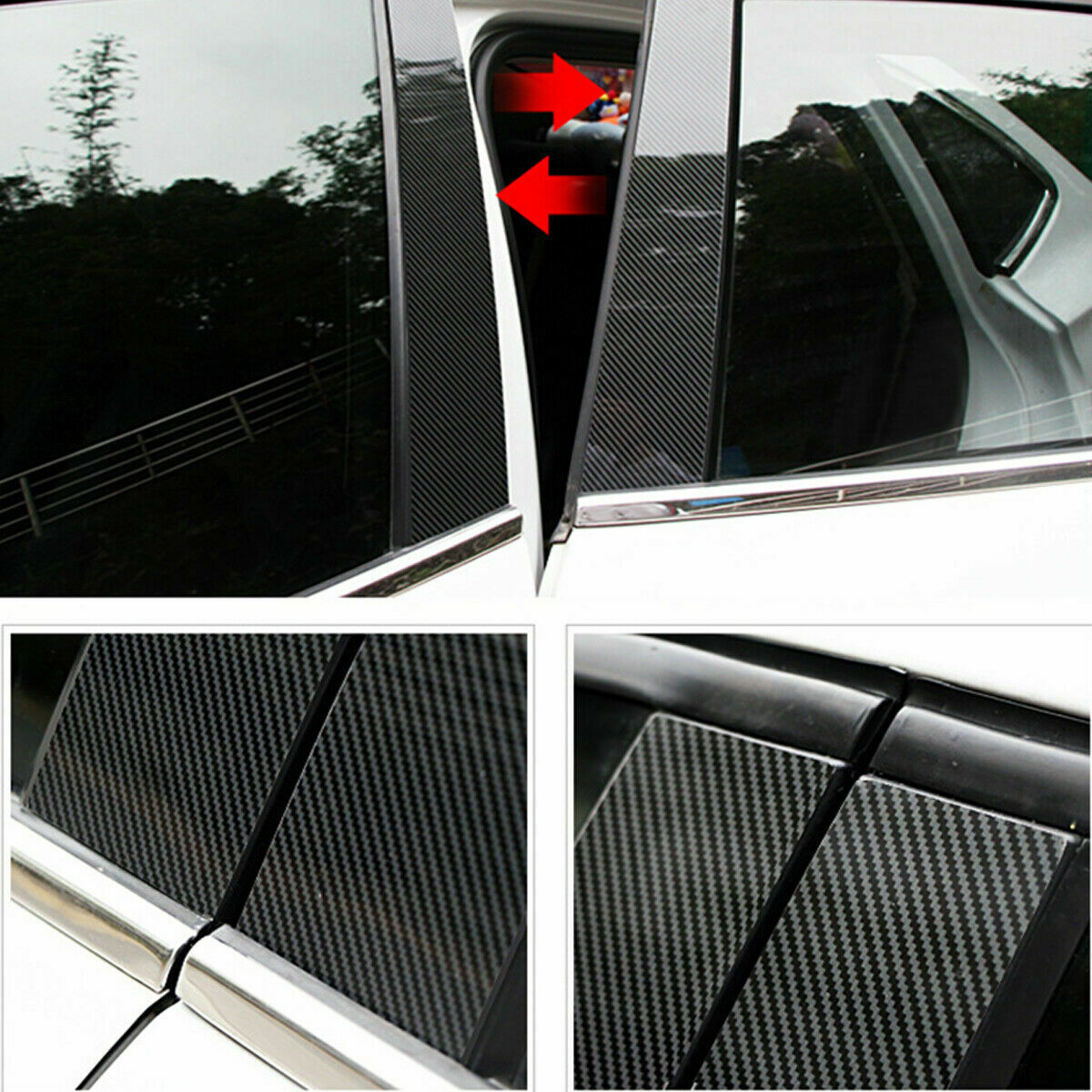 For Porsche Macan 2014-2022 6x Carbon Fiber Pillar Posts Door Window Trim Cover