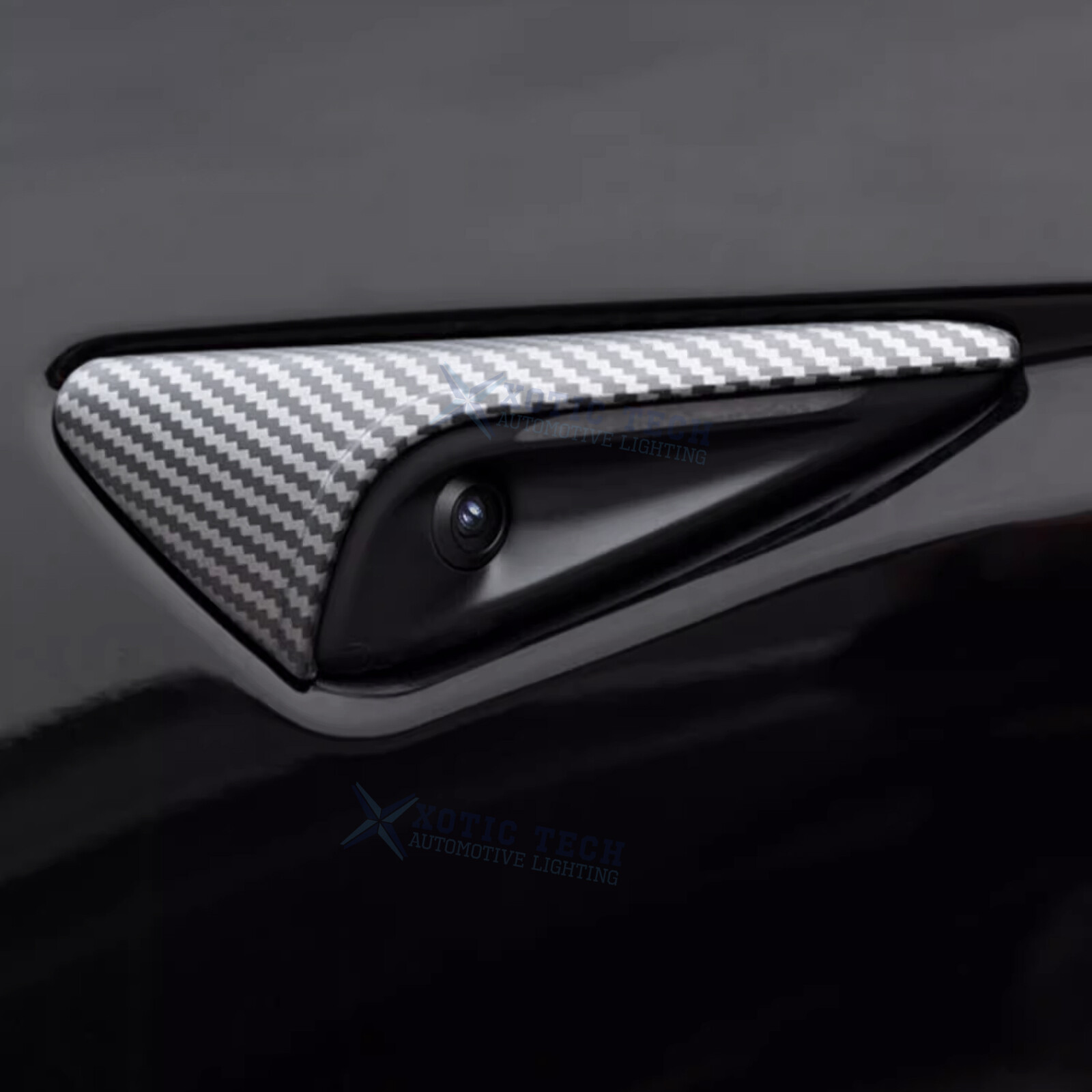 For Tesla 2024 HW4.0 Side Fender Camera Half Cover Matte Carbon Fiber Body Trim