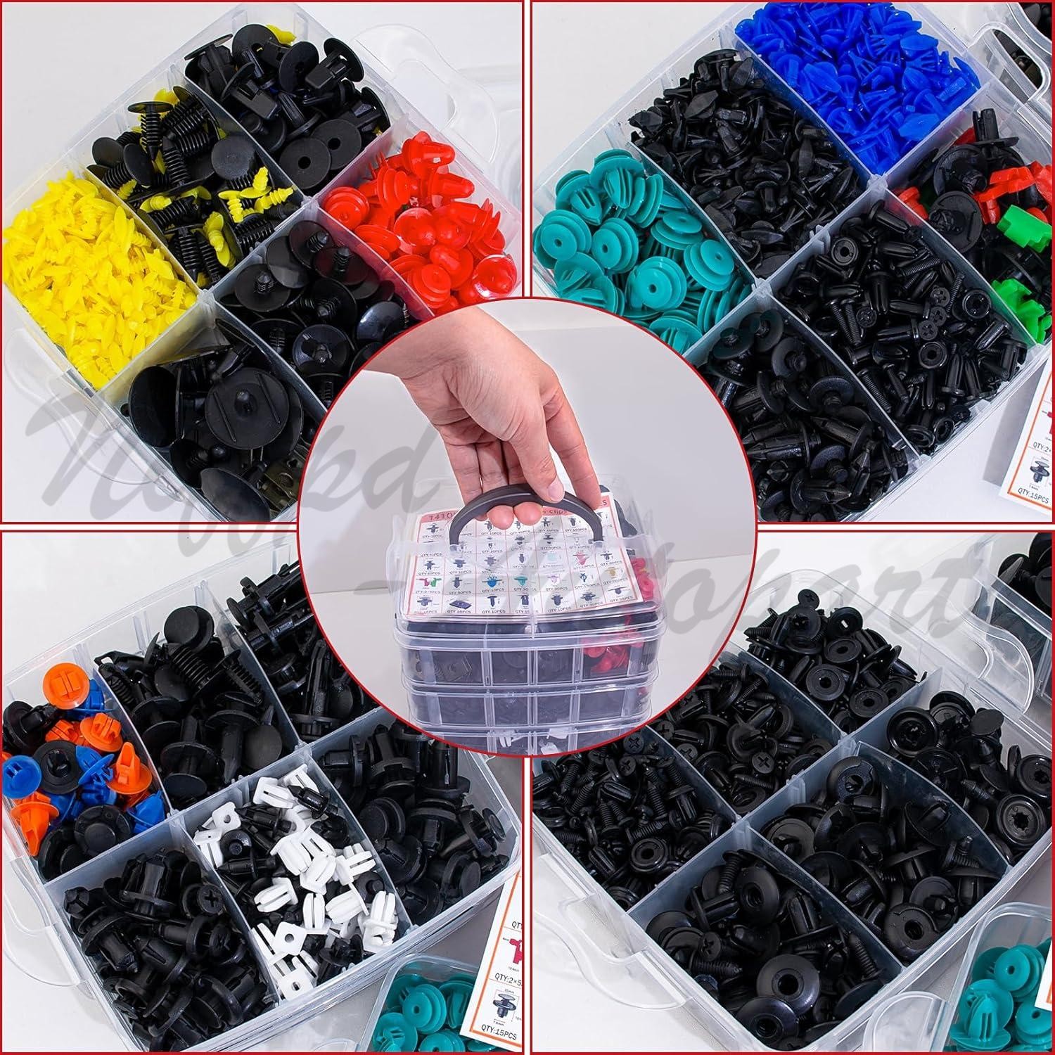 1725Pcs Car Retainer Auto Fasteners Push Trim Plastic Clips Pin Rivet Bumper Kit