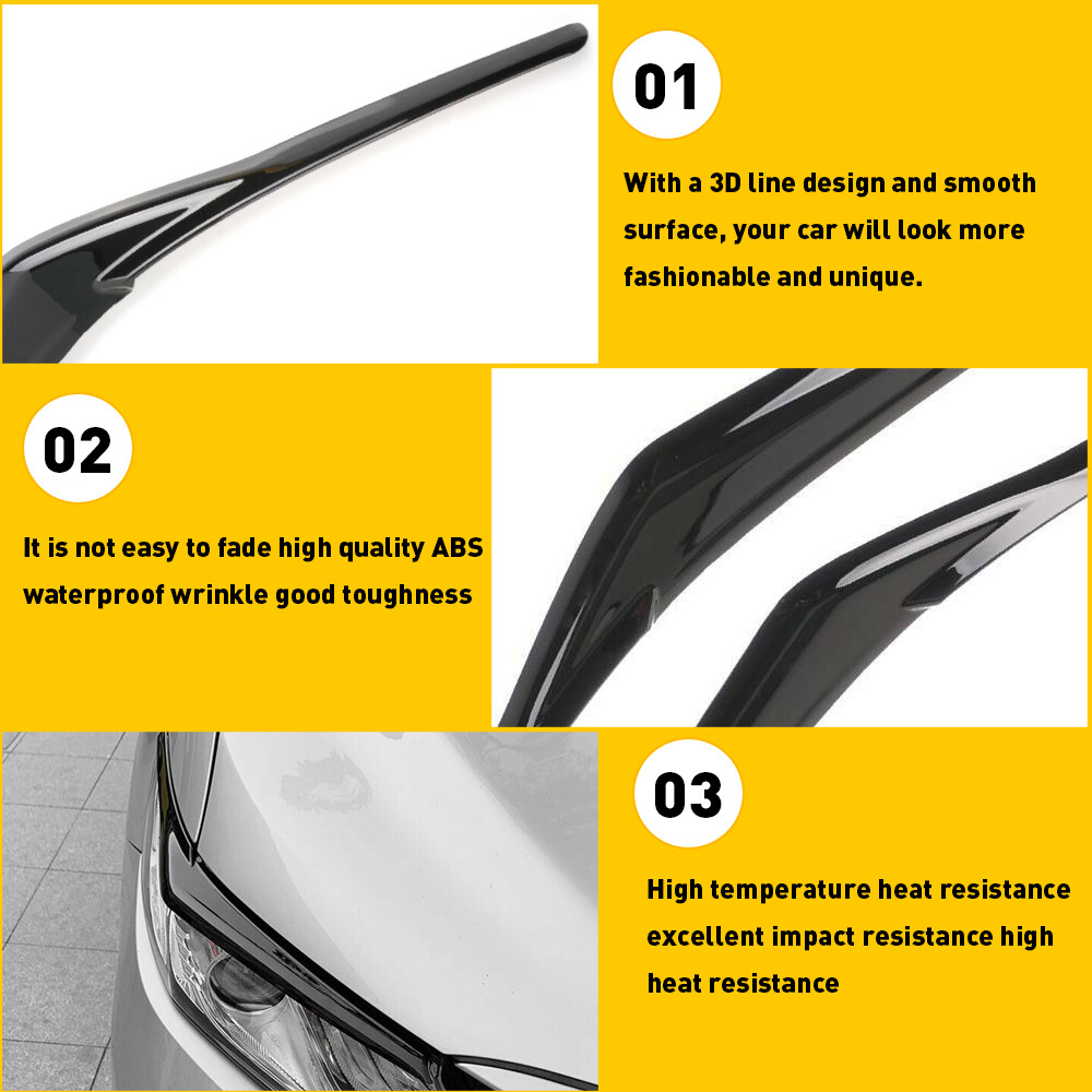 Pair Headlight Eyelid Trim Cover Eyebrows For Toyota Camry SE XSE XLE 2018-2022