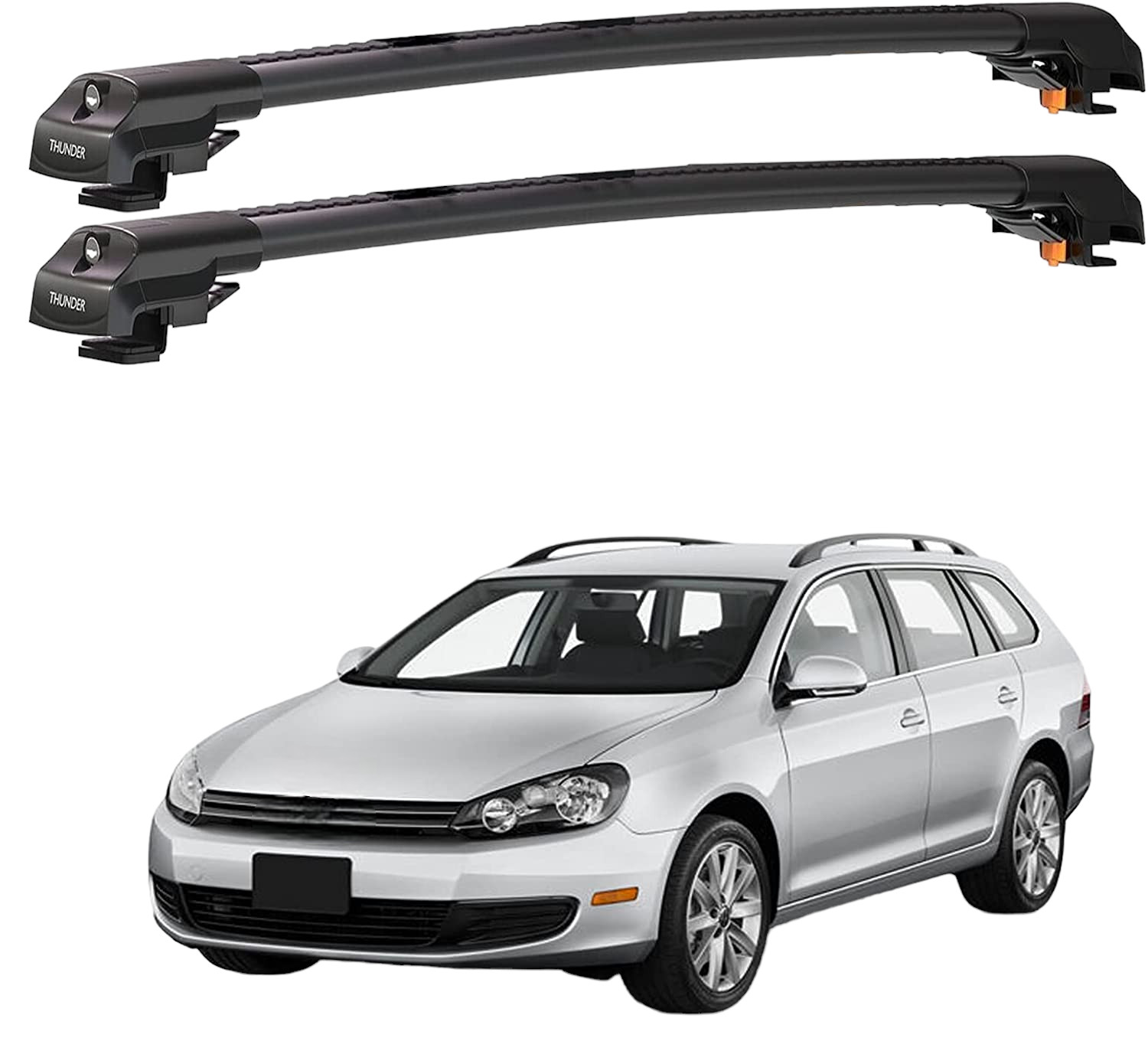 New For VW Jetta Sport Wagon 2009-2014 Black Cross Bars Anti-Theft system
