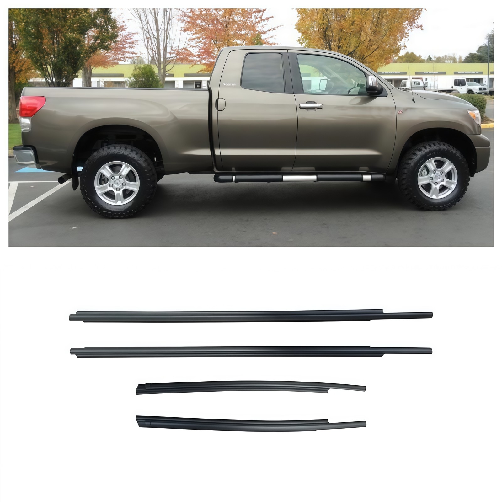 Seal Belts For 07-19 Toyota Tundra Double Cab Window Weatherstrips Moulding Trim