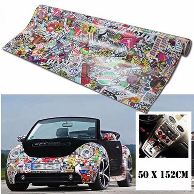 Car Sticker Bomb Wrap Sheet Decal Panda Cartoon Graffiti 50x152cm Self Adhesive