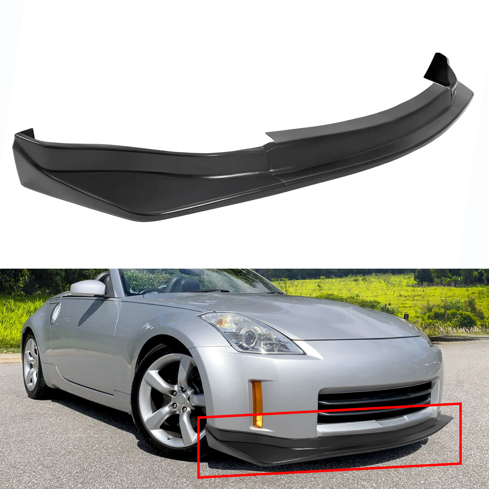 For 06-09 350z Z33 Unpainted Type NS Style PU Front Bumper Chin Lip Body Kit