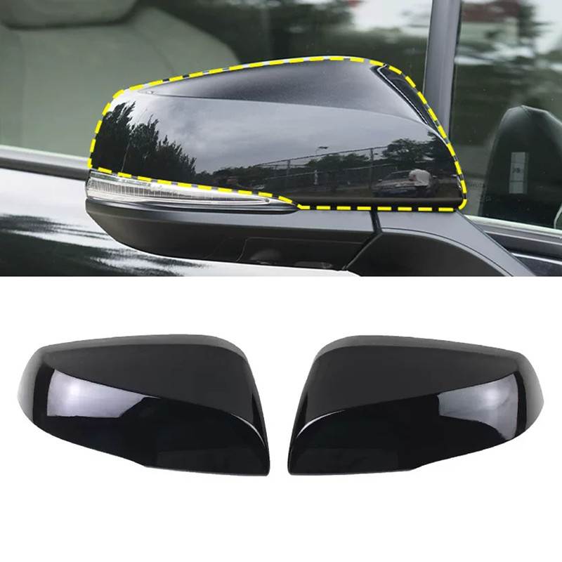 Car Bright Black Rearview Mirror Cover Trim 2pcs For Toyota Highlander 2020-2026