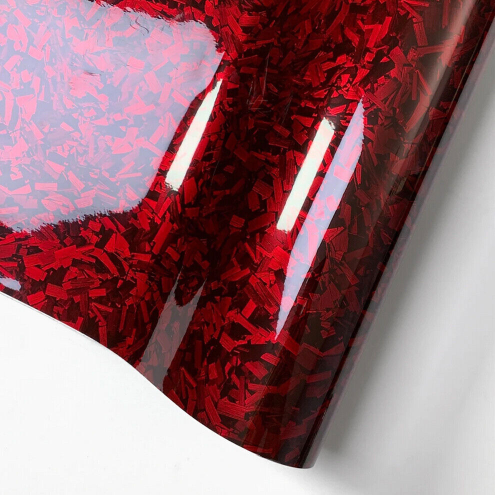 20cm*152cm High Glossy Red Forged Carbon Fiber Car Sticker Adhesive Vinyl Wrap