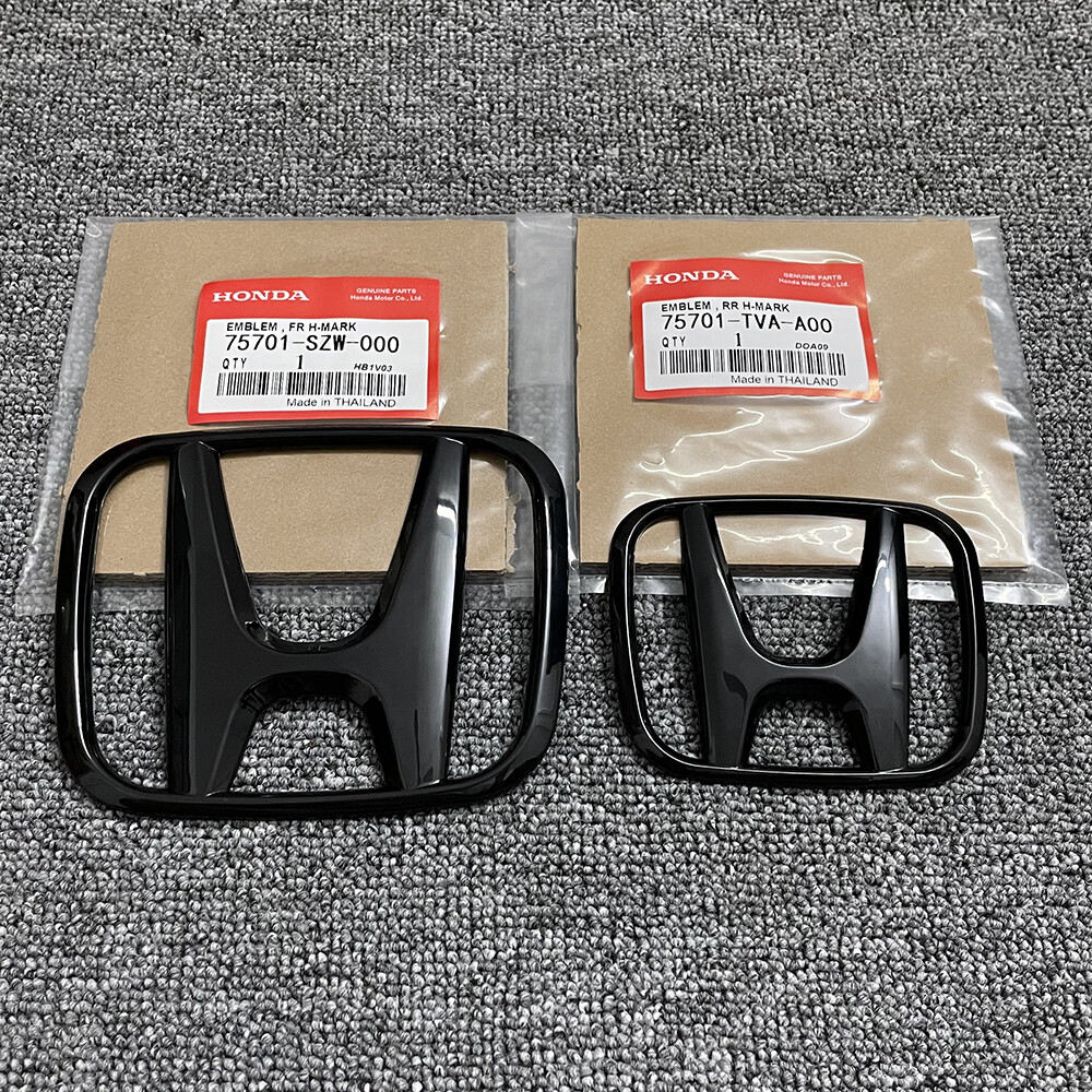 Front Grille Trunk Emblem Black For Honda 2018-2022 Accord Sport 2.0T Badge 1Set