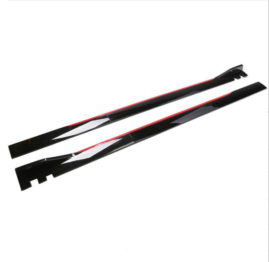 86.6″ Cuttable Car Side Skirt Extensions Rocker Panel Lip Splitters Black + Red