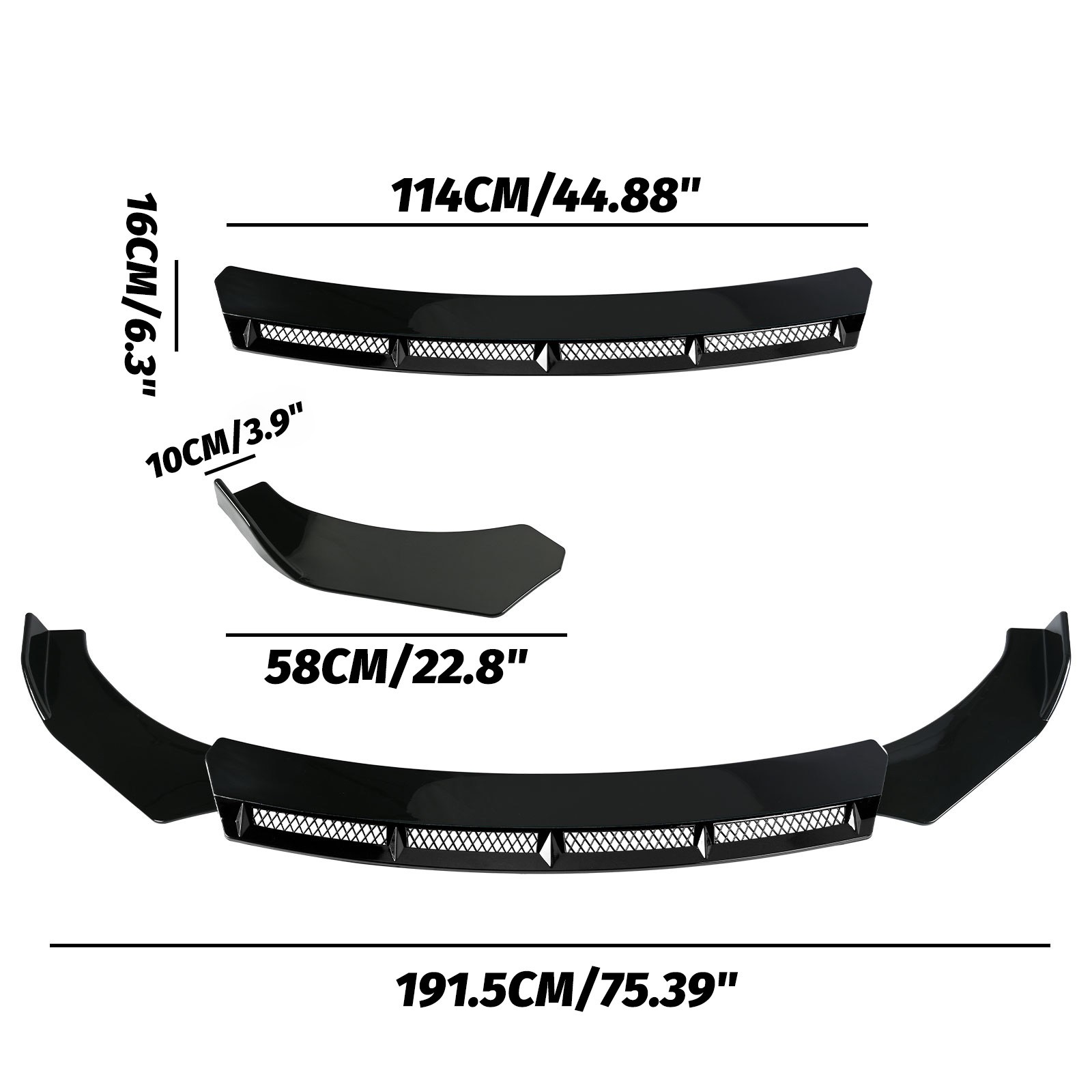 Glossy Black Front Bumper Lip Splitter Chin For Infiniti Q50 Luxe Base 2018-2024