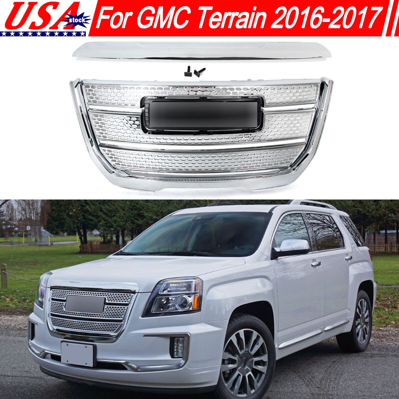 Fit For 2016-2017 GMC Terrain Denali Style Chrome Front Grille Hood Molding Trim