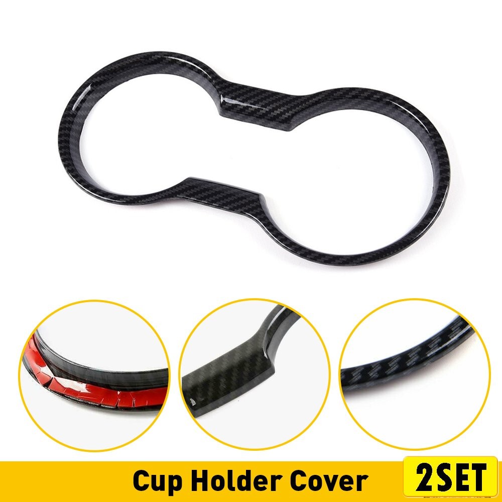 2set Interior Trim Molding Carbon Fiber Cup Holder Fit Cover For Ford Mustang 20