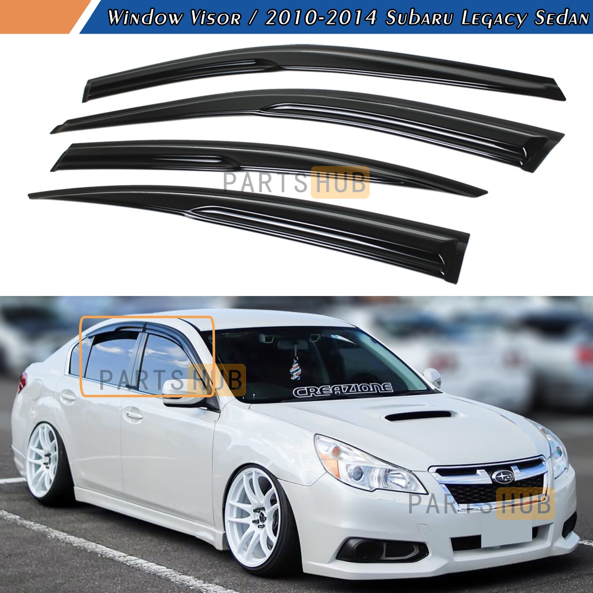For 2010-2014 Subaru Legacy Sedan JDM Mugen Style Window Visors Rain Guards