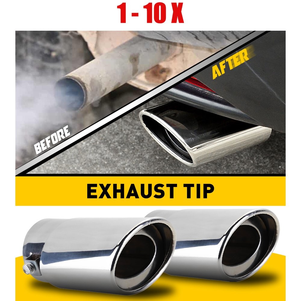 Silver 1-10X Car Pipe Rear Tip Tail Muffler Accessories Throat Stainless Pa