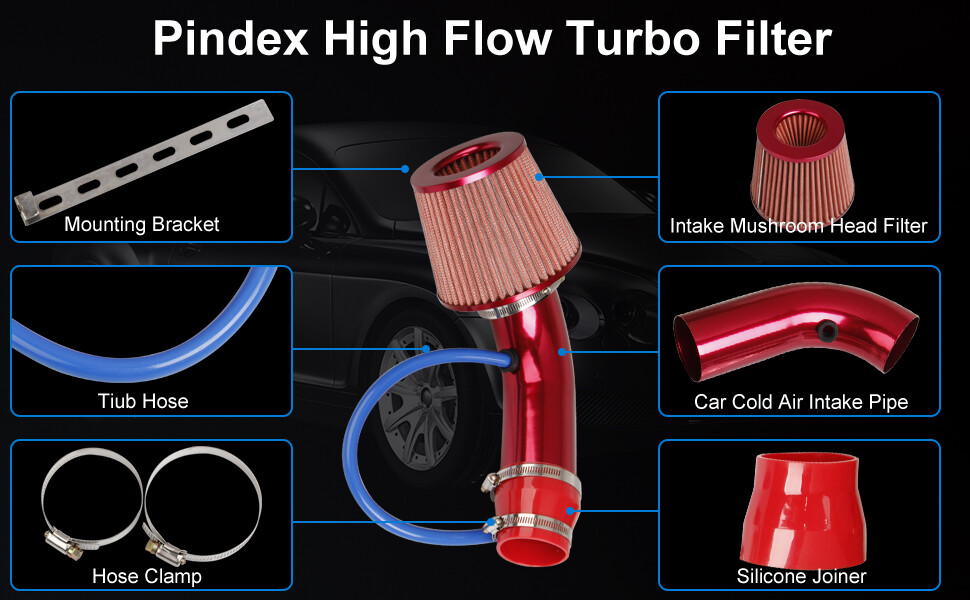Cold Air Intake Filter Induction Kit Pipe Power Flow Hose System Car Auto Part