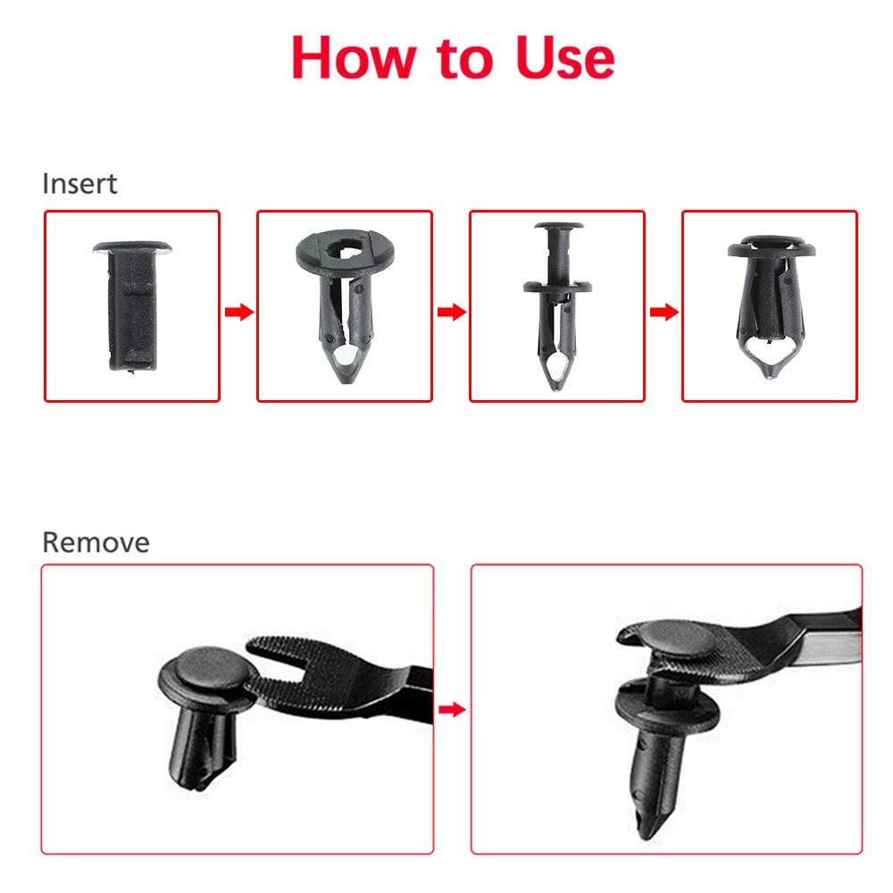 Labwork 100xCar 8mm Dia Hole Plastic Rivets Fastener Auto Fender Push Pin Clips