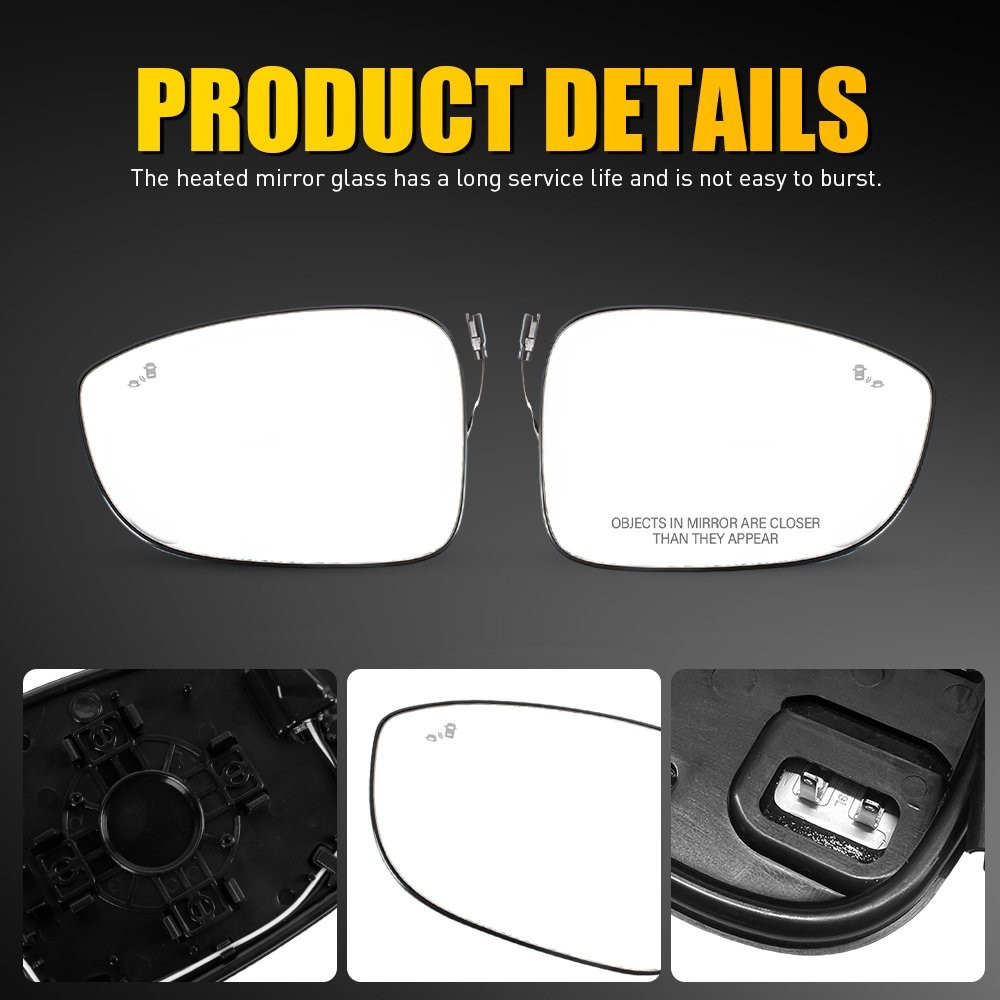 Left Right Side Mirror Glass Heated W/Blind Spot Front For 2018-22 Honda Accord