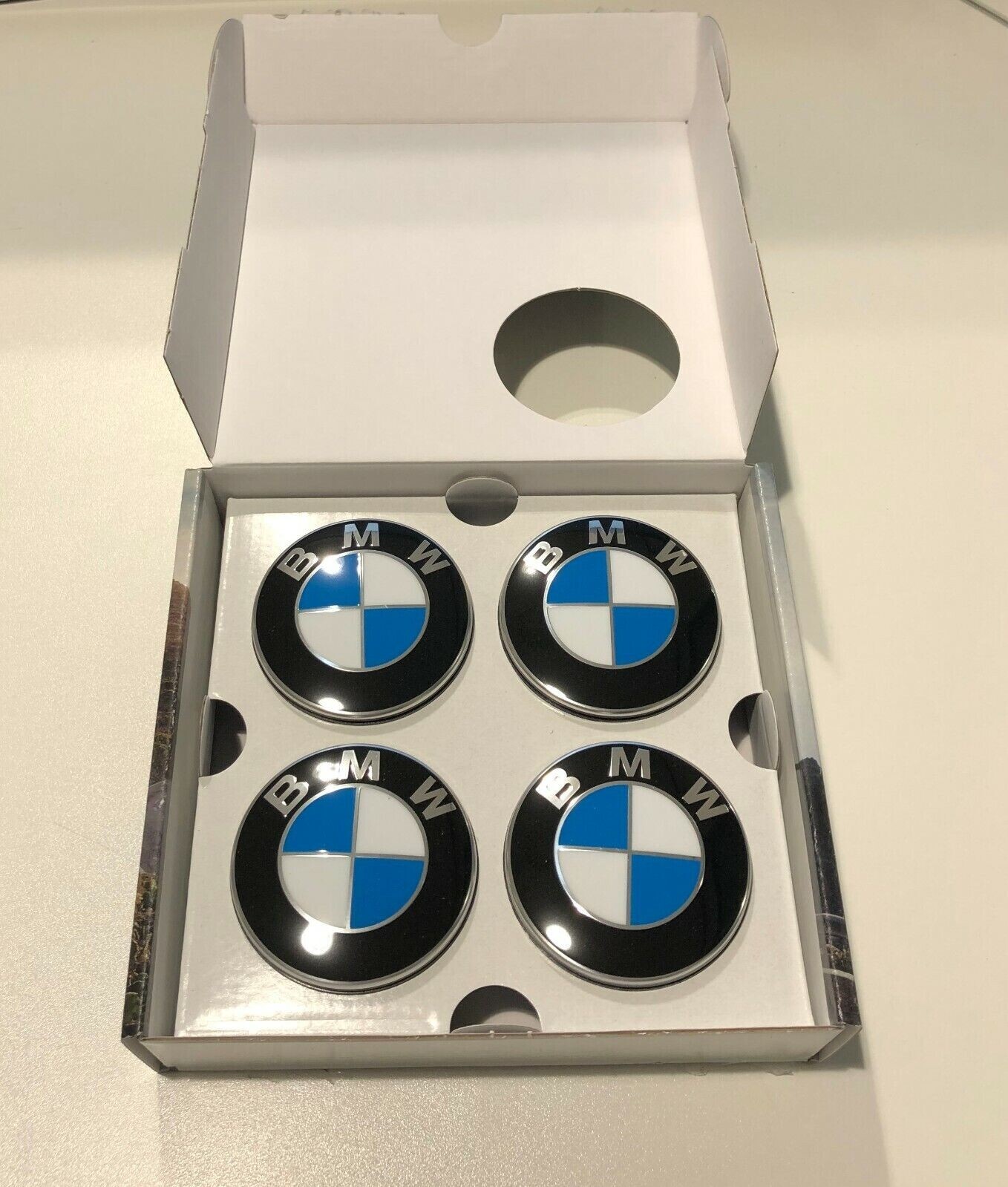 68mm 4PCS Wheel Center Caps Self Powered Floating Blue LED For BMW M Car