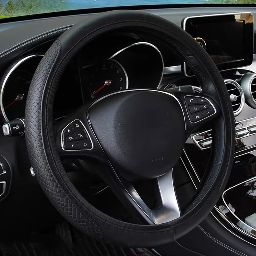 Universal Car Steering Wheel Cover Accessories PU Leather Auto Non-slip 15″/38cm