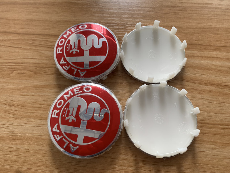 4x 60mm Alfa Romeo Alloy Wheel Centre Cap Red Set Decal Emblem Badge Logo