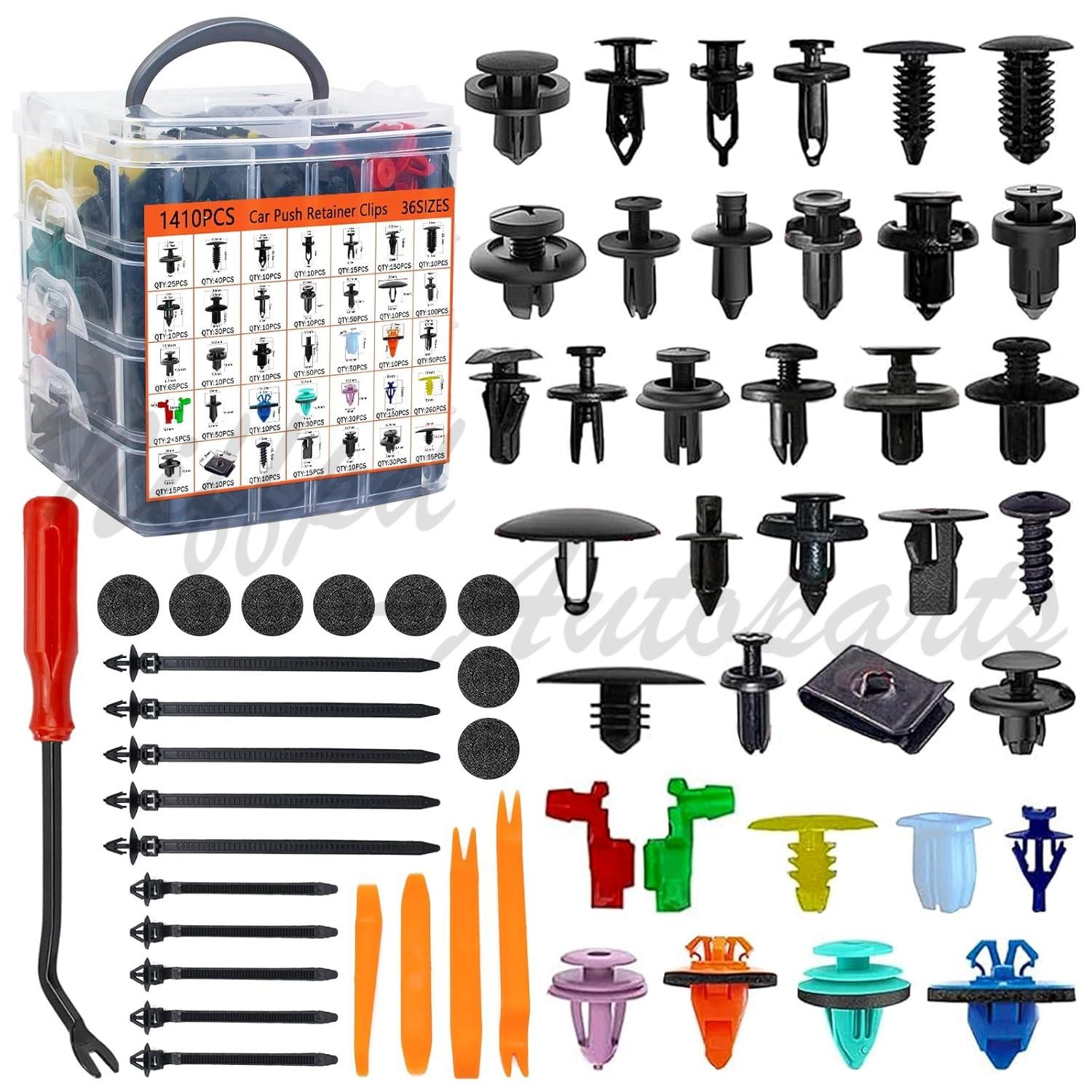 1725Pcs Car Retainer Auto Fasteners Push Trim Plastic Clips Pin Rivet Bumper Kit