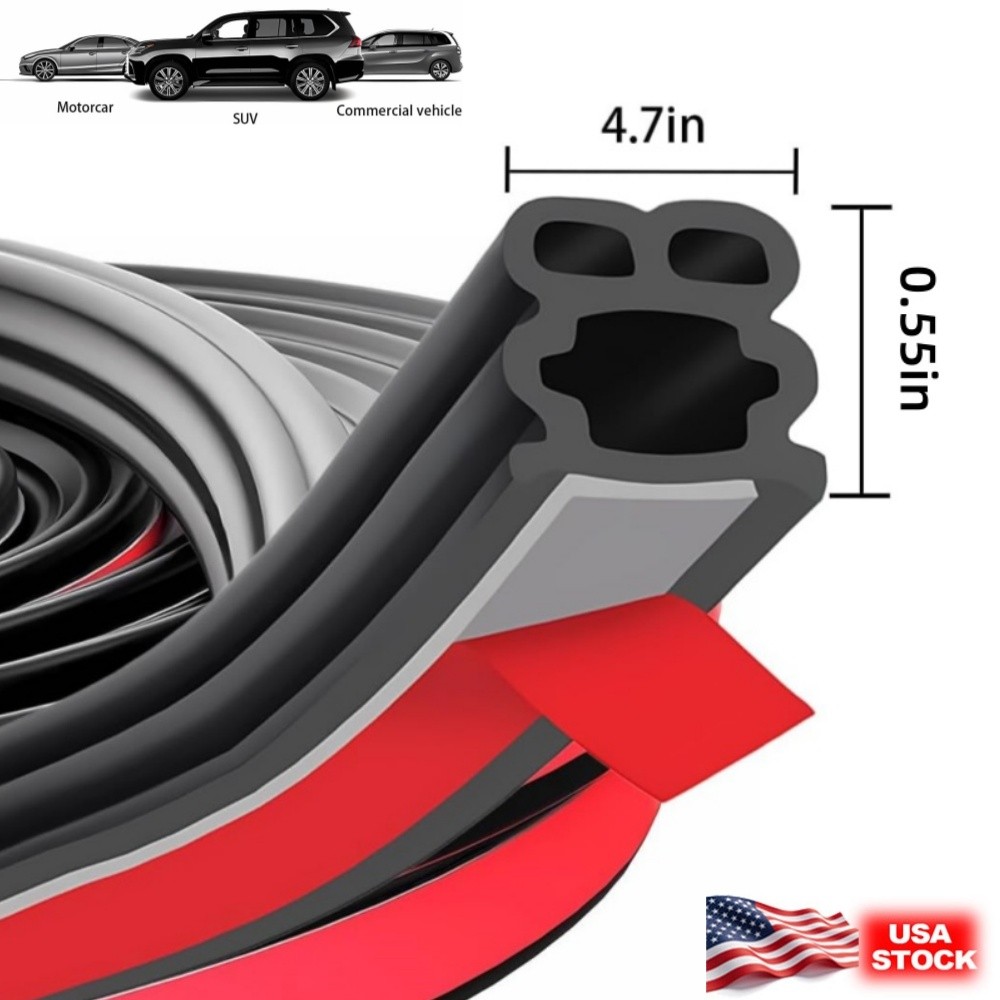 33Ft Car Door Seal Strip Car Weather Stripping Double Layer Shape Self Adhesive