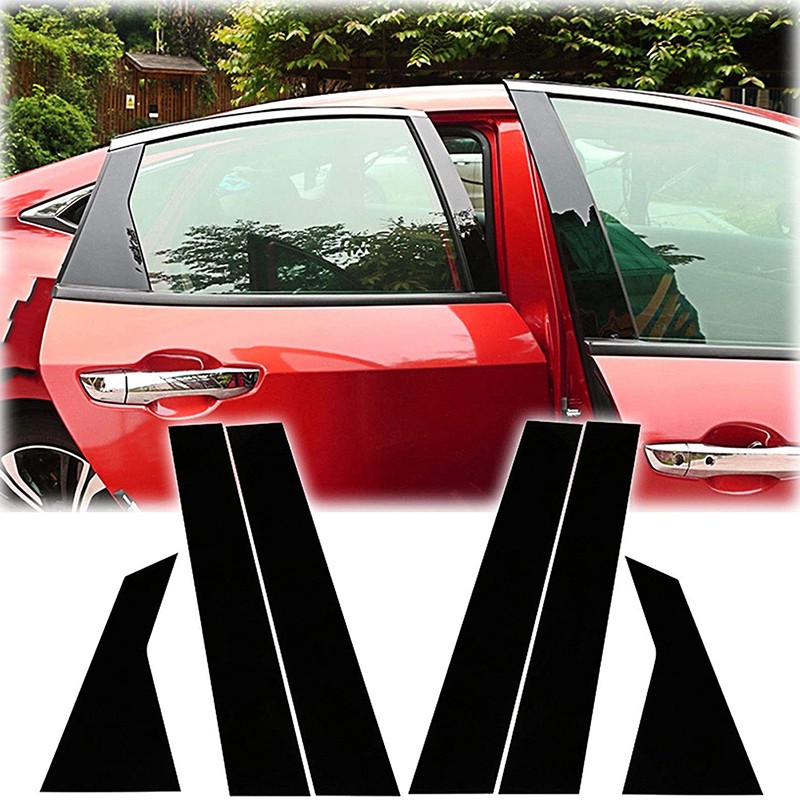6pcs Glossy Black Polycarbonate Window Pillar Posts For Honda Fit/Jazz 2021-2022