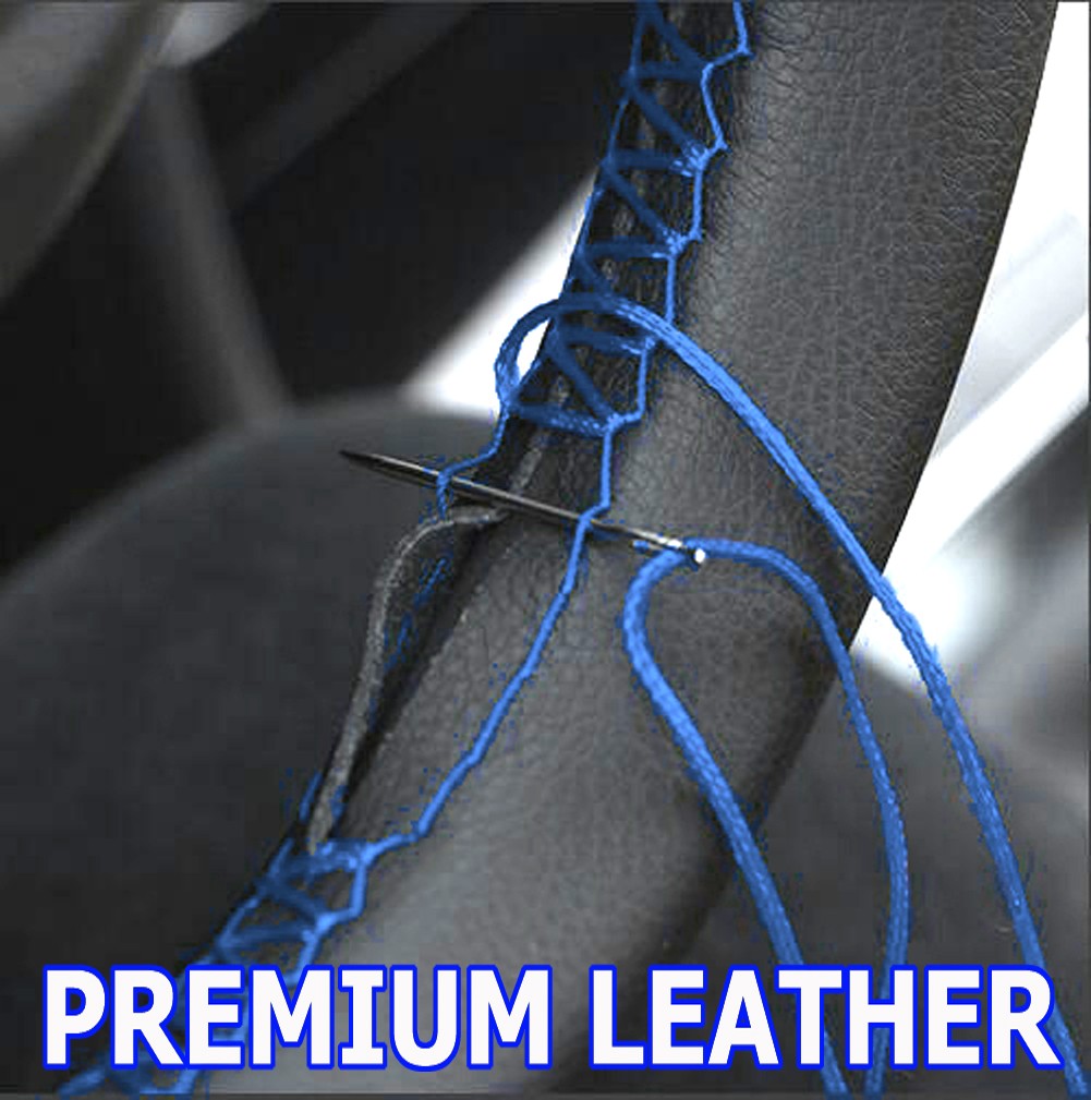 DIY Hand Blue Sewing Leather Car Steering Wheel Cover Needle & Thread Protector