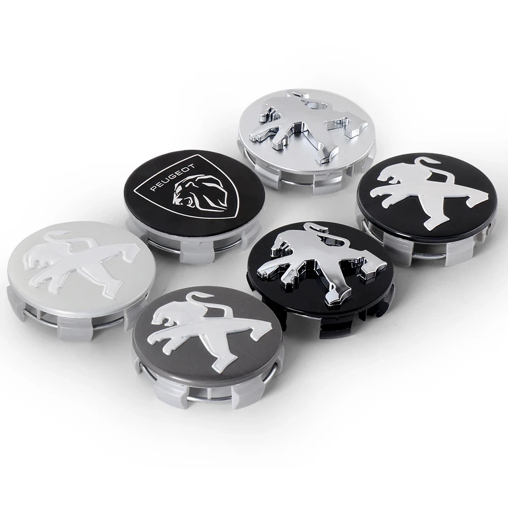 56/60mm Original 4-Piece Car Wheel Center Hub Cover Badge Cover for Peugeot