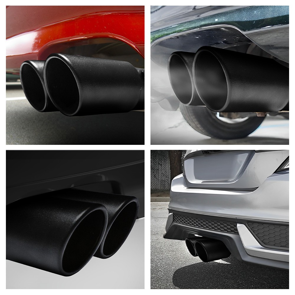 Black Car Rear Dual Exhaust Pipe Tail Muffler Tip Auto Accessories Universal