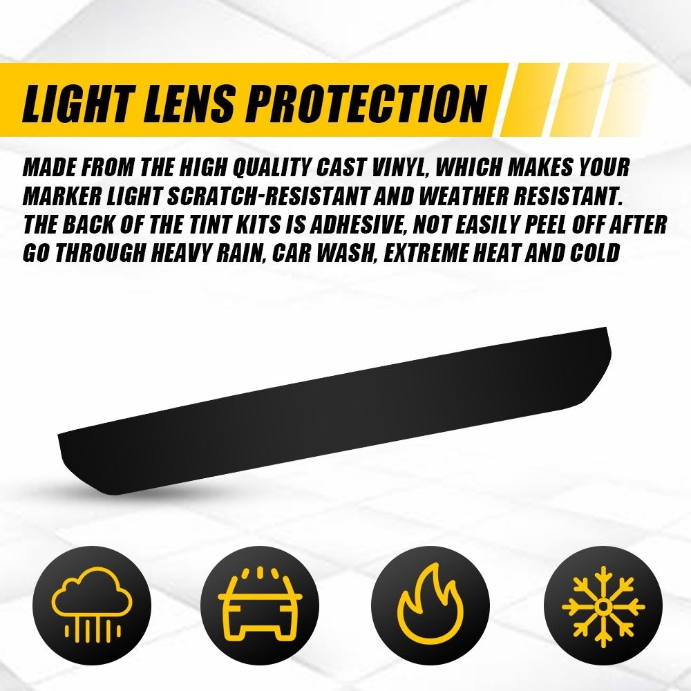 Precut Side Marker Tint Overlay Kit For 23-25 GMC Canyon Black Vinyl Wrap 4-40x