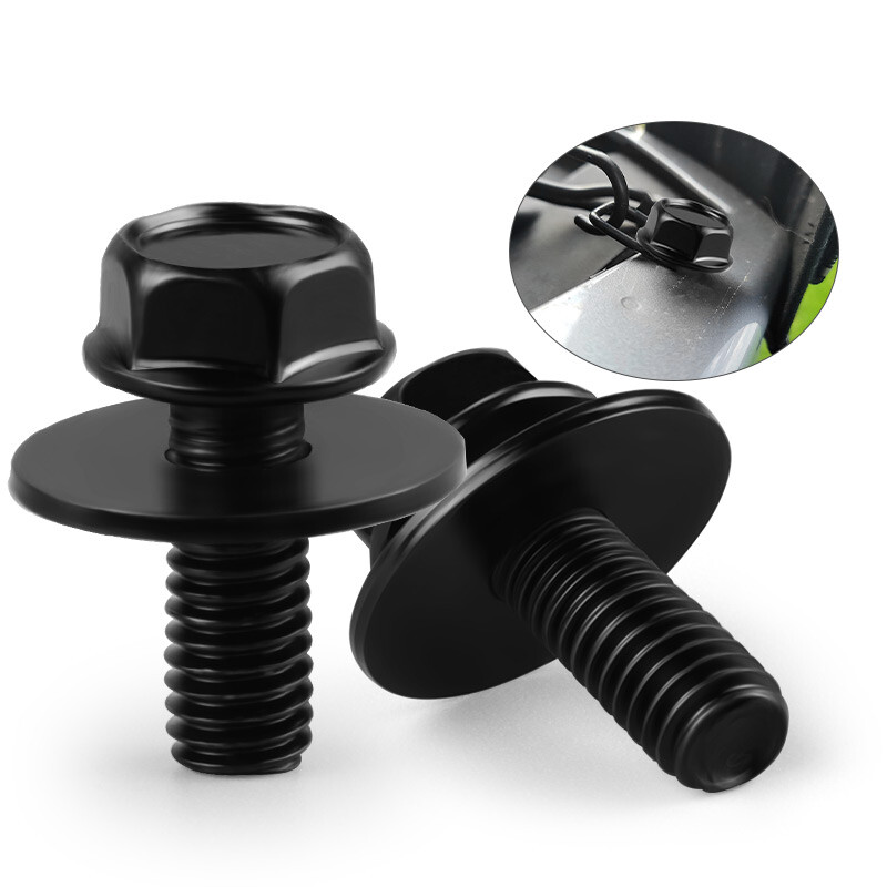 Metal Body Bolt Screw Fastener Fender M6-1.0x 16mm Long- 10mm Hex- 17mm Washer