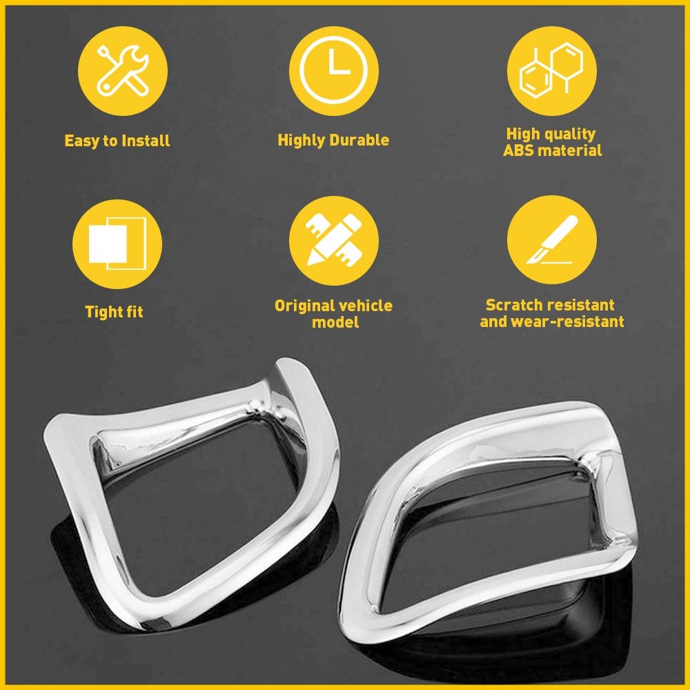 Fog Light Lamp Chrome Trim Cover Bezel LH & RH For 2014-2019 Toyota Highlander E