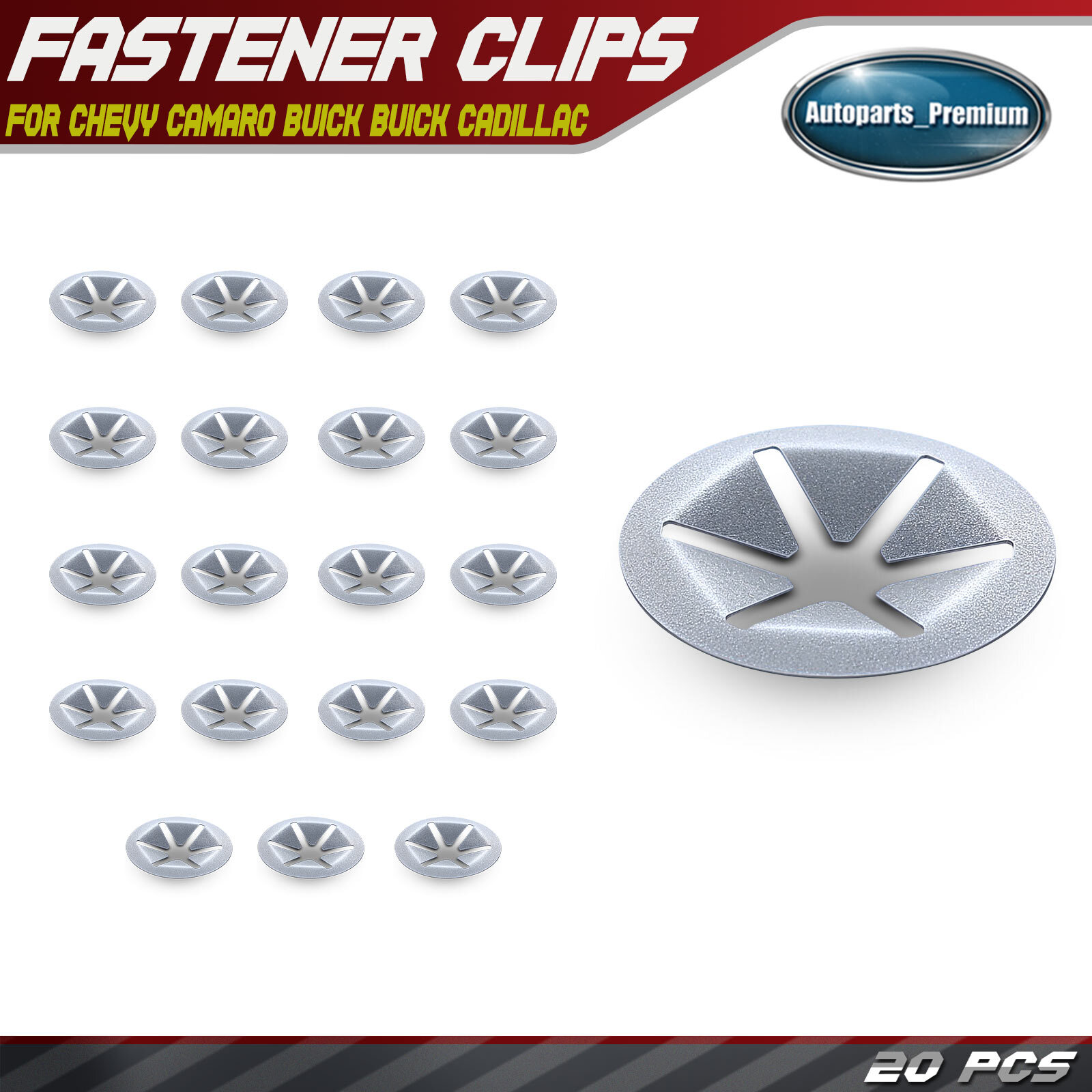 20Pcs 24mm Zinc Metal Push-On Retainer Fasteners for Chevy Buick GMC Cadillac