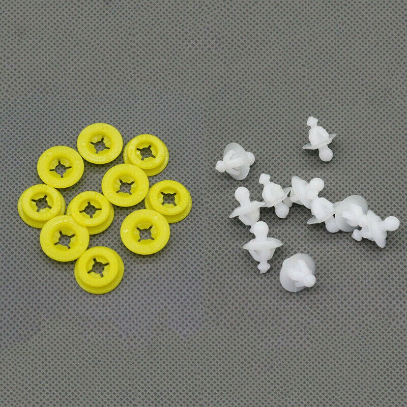 10PCS White+Yellow Fender Liner Retainer Clips Fasteners For Volvo C30 2008-2013
