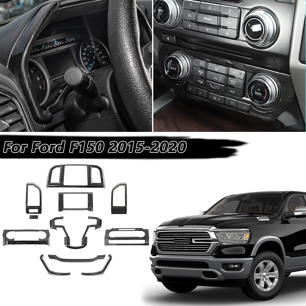 Interior Decoration Cover Trim Accessories For Ford F150 2015+ Black Wood Grain