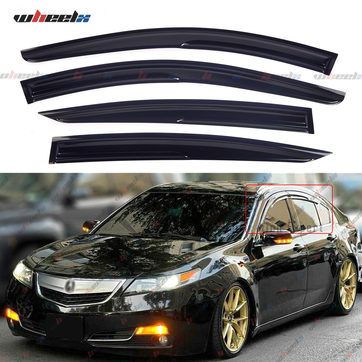 FOR 2009-14 ACURA TL JDM MUGEN STYLE WINDOW VISOR VENT RAIN SUN GUARD DEFLECTOR