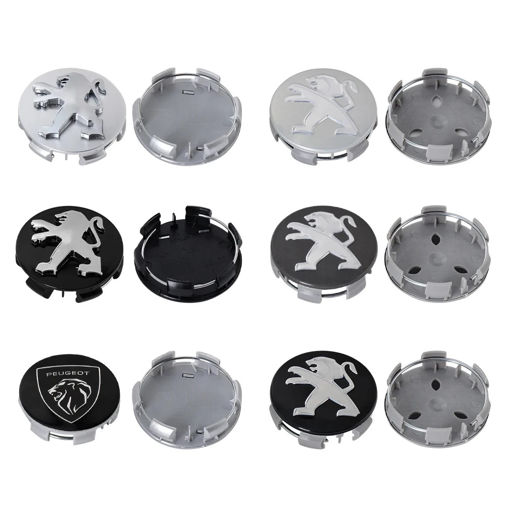 56/60mm Original 4-Piece Car Wheel Center Hub Cover Badge Cover for Peugeot