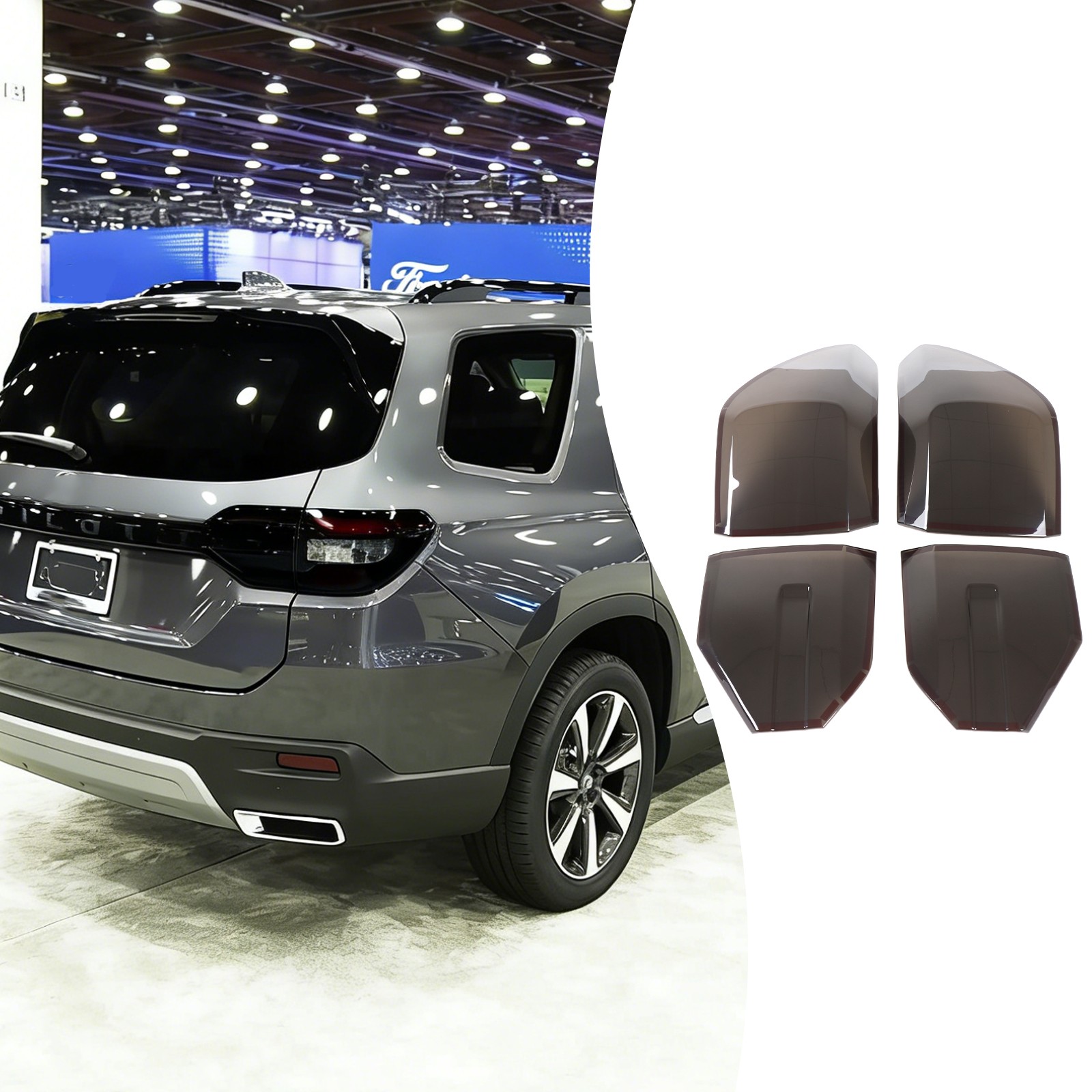 Transparent Gray ABS Smoked Tail Light Cover Trim For Honda Pilot 2023-2025 US