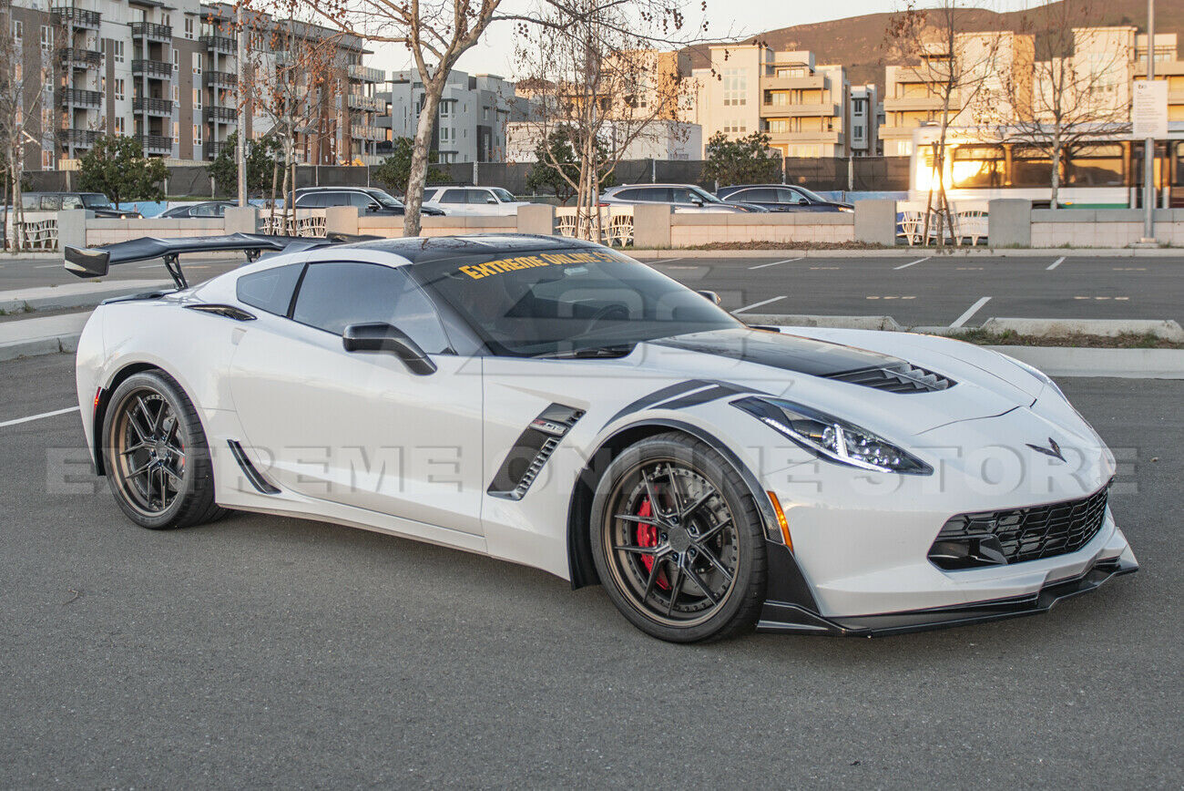 Front Wheel Trim Fender Flares For 14-19 Corvette C7 Hydro-Dipped Carbon Fiber